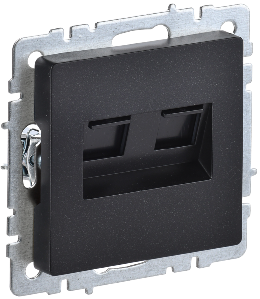 BRITE Розетка компьютерная двойная RJ45 кат.5E РК10-2-БрЧ черный IEK