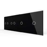 Панель для четырех сенсорных выключателей, 6 клавиш (2+2+1+1), цвет черный, стекло Livolo