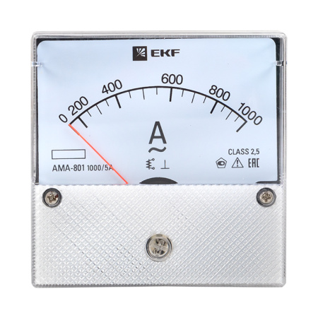 Амперметр AMA-801 аналоговый на панель (80х80) круглый вырез 1000А трансф, подкл, EKF