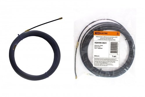 Нейлоновая кабельная протяжка НКП диаметр 4мм длина 5м с наконечниками (черная) TDM фото 2