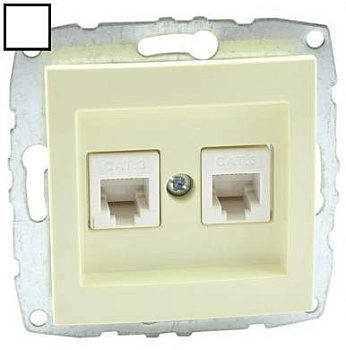 Despina/Larissa Механизм розетки без лицевой панели СУ комп.+ телеф.(Rj45+Rj11) . Белый IP20 Mono