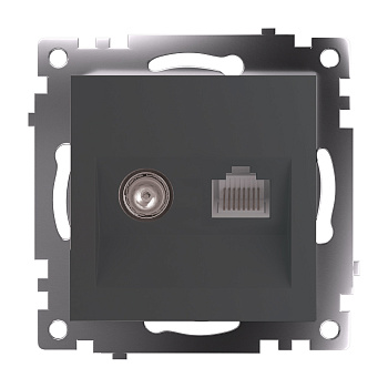 Розетка TV + компьютерная RJ-45 (механизм), серия Катрин, графит, GLS00-7106-06 STEKKER