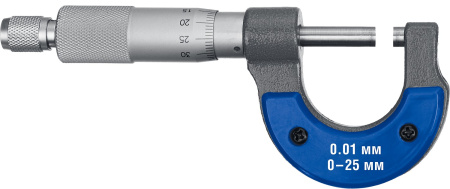 Микрометр "Профессионал" гладкий механический, МК 25, диапазон 0-25мм, шаг измерения 0,01мм ЗУБР