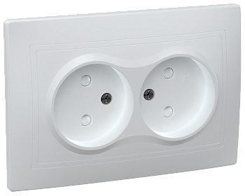 Розетка 2-местная РСш12-2-КБ без з/з с защитной шторкой 10А КВАРТА белый IEK