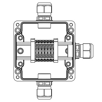 Взрывозащ. клемм. коробка из полиэстера TBE-P-03-(6xCBC.4)-1xPACMP(A)(C)(D)1Ex e IIC Т5 Gb / Ex tb IIIC T95°C Db IP66 DKC