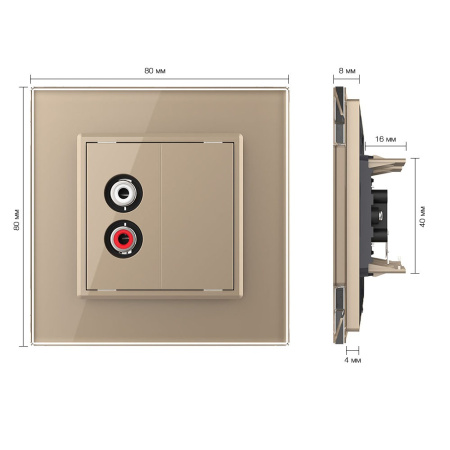 Розетка аудио RCA "2-ой тюльпан" Золотая Livolo