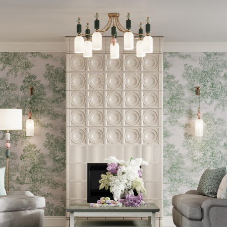 Торшер E27 1*60W 4861/1F CANDY золотой/раноцветн.керамика/стекло ODEON LIGHT