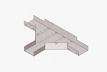 Лоток тройниковый замковый перфорированный ОТЗ 600х100 (Rп300) УХЛ1, радиус поворота трассы 300 мм, горячее цинкование, S1,5