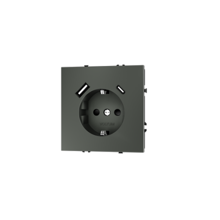 Розетка встраиваемая Voltum S70 с заземлением и защитными шторками, 16А, с USB, A+C, (титан)