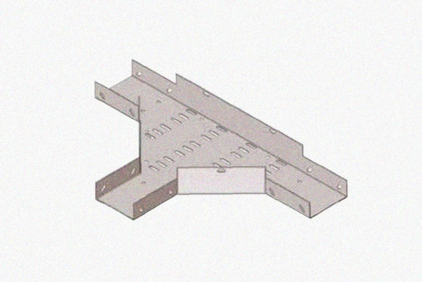 Лоток тройниковый замковый перфорированный ОТЗ 600х100 (Rп300) УХЛ1, радиус поворота трассы 300 мм, горячее цинкование, S1,5