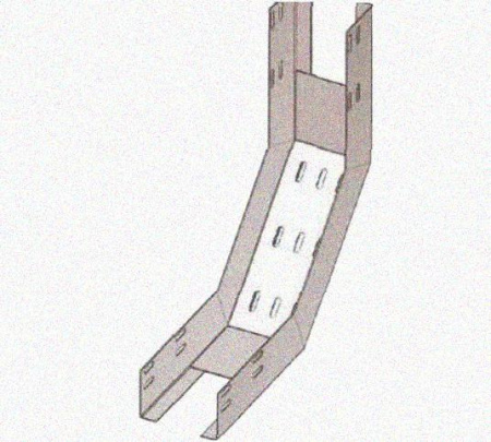 Лоток перфорированный КП 500х80-90 У3 для поворота трассы вверх на 90, окрашенный, S1,5