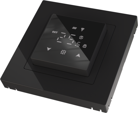 Donel Термостат с датчиком пола, программируемый с Wi-Fi, 16 A, 45*45 мм. черное стекло, серия DTEF