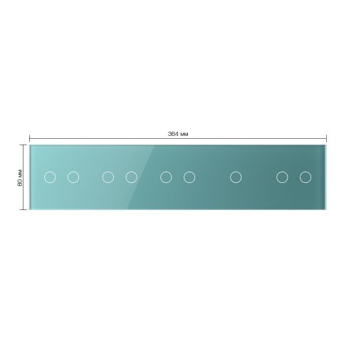 Панель для пяти сенсорных выключателей, 9 клавиш (2+2+2+1+2), цвет зеленый, стекло Livolo фото 2