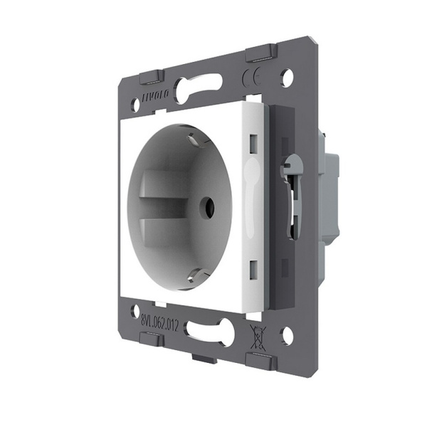 Розетка электрическая с заземлением защитными шторками 16A, зажимы, цвет белый (механизм) Livolo Розетка электрическая с заземлением защитными шторками 16A, зажимы, цвет белый (механизм) Livolo