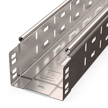Лоток перфорированный Стандарт INOX (AISI 409) 100х80х3000 (0,7 мм) (6 м/уп) Промрукав