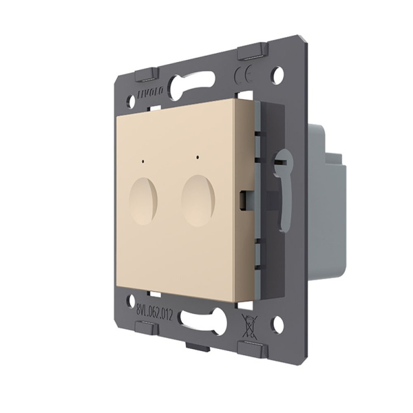 Двухклавишный сенсорный выключатель Module, цвет золотой (механизм) Livolo