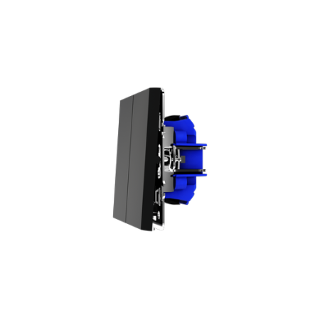 Проходной переключатель встраиваемый Voltum S70 двухклавишный 10А, (черный матовый)