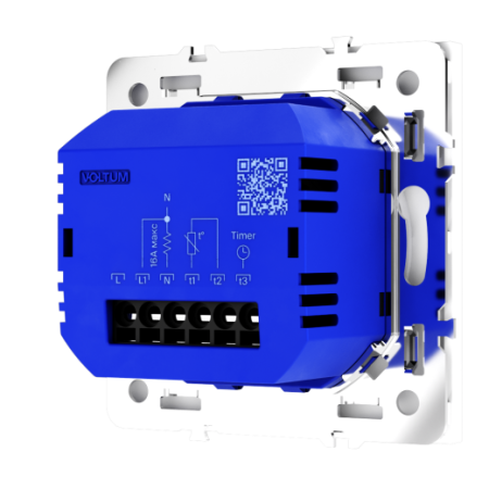 Терморегулятор электронный Voltum S70 с индикацией и датчиком, для теплого пола, (белый глянцевый)