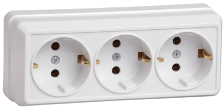 Розетка 3-местная ОУ РС23-3-ОБ с з/з 16А ОКТАВА белый IEK