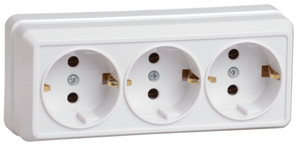Розетка 3-местная ОУ РС23-3-ОБ с з/з 16А ОКТАВА белый IEK