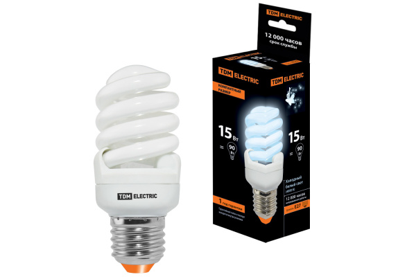 Лампа энергосберегающая КЛЛ-FSТ2-15 Вт-4000 К–Е27 КОМПАКТ (40х98 мм) TDM Лампа энергосберегающая КЛЛ-FSТ2-15 Вт-4000 К–Е27 КОМПАКТ (40х98 мм) TDM