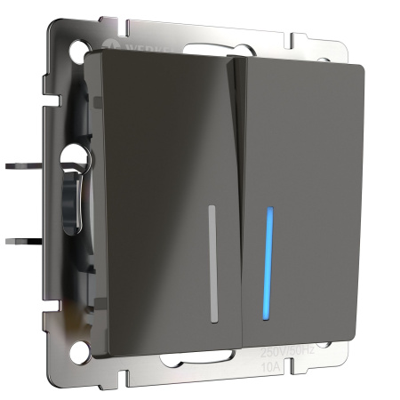 Встраиваемые механизмы Выключатель СУ 2 кл. с подсветкой 10А серо-коричневый IP20 Werkel