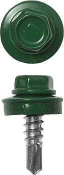 Саморезы СКМ кровельные, RAL 6002 зеленый лист, 25 х 5.5 мм, 1 800 шт, для металлических конструкций, Профессионал ЗУБР