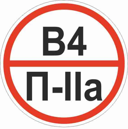 Знак "Категории помещения по взрывопожарной и пожарной опасности В4 П-IIа" 200х200 мм, пластик ГОСТ Р 12,4,026-2015 EKF
