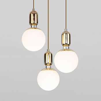 Подвесной светильник со стеклянными плафонами 3*E27 60Вт золотой IP20 Bubble (50151/3 золото) Eurosvet