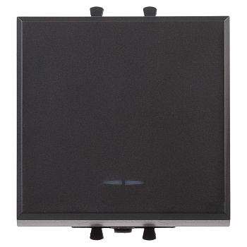 Кнопка одноклавишная модульная, "Avanti", "Черный матовый", 2 модуля DKC