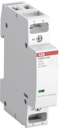 Контактор ESB20-20N-06 модульный (20А АС-1 2НО) катушка 230В AC/DC ABB