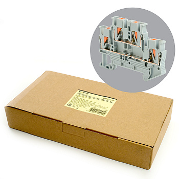 Зажим пружинный, 4-проводной проходной ЗНИ - 2,5, JXB PT 2,5, серый LD575-1-25 STEKKER