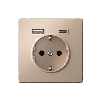 ARTGALLERY РОЗЕТКА 16А с 2 USB A+C, 5В/2,4А/3,0А, 2х5В/1,5А, механизм, ПЕСОЧНЫЙ Systeme Electric