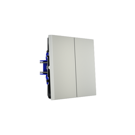 Выключатель с самовозвратом встраиваемый Voltum S70 двухклавишный 10А, (сталь)