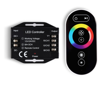 Контроллер для светодиодных лент RGB с сенсорным радио пультом 2.4G 24A 12V 288W/ 24V 576W GS11401 (AAA) Ambrella Light