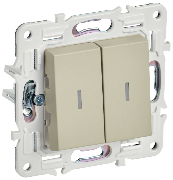SKANDY Выключатель 2-клавишный с индикацией 10А SK-V09B бежевый IEK