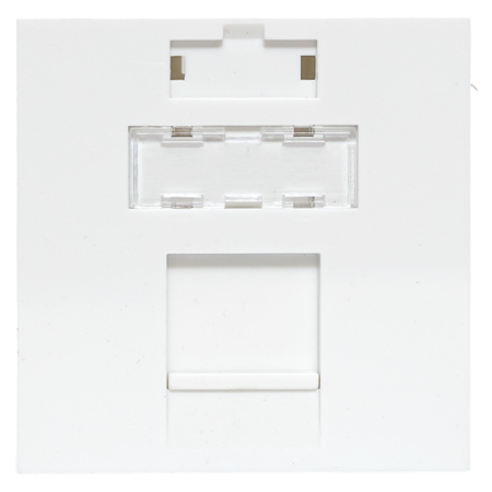 Вставка розеточная TERACOM PRO 45x45мм формат Mosaic на 1 модуль Keystone со шторкой и маркером белая EKF