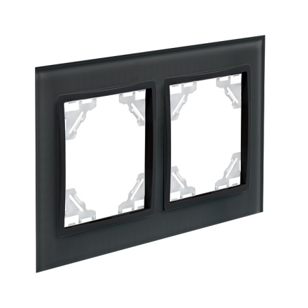 Минск Рамка 2-местная стеклянная черная EKF