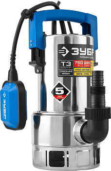 Дренажный насос для грязной воды, корпус - нерж. сталь, 750 Вт, Профессионал ЗУБР