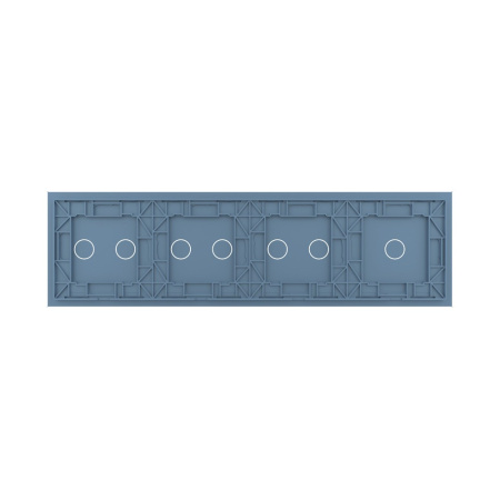 Панель для четырех сенсорных выключателей, 7 клавиш (1+2+2+2), цвет синий, стекло Livolo