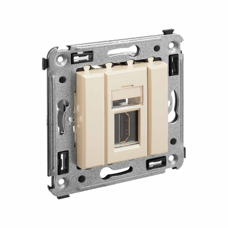 HDMI розетка одинарная в стену, тип А-А, "Avanti", "Ванильная дымка" DKC