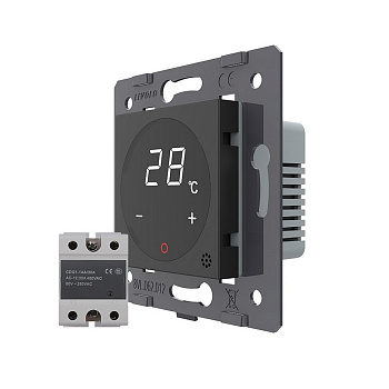 Терморегулятор пола 16А, сенсорное упр., датчик воздуха, твердотельное реле, Черный (мех.) Livolo