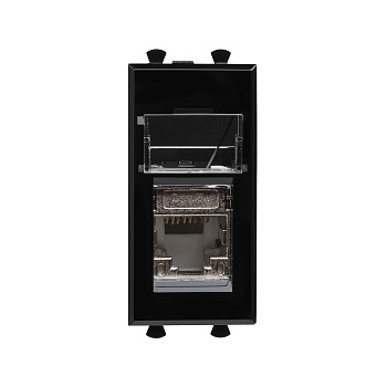 Компьютерная розетка RJ-45 модульная, кат.5е экранированная, "Avanti","Черный квадрат", 1 модуль DKC