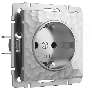 Hammer Механизм розетки без лицевой панели СУ 1 мест. с зазем. и шторками 16А серебряный IP20 Werkel