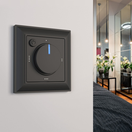 Встраиваемые механизмы Терморегулятор электромеханический СУ для теплого пола 16А черный матовый IP20 Werkel