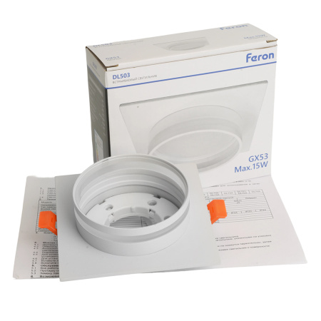 Светильник потолочный встраиваемый, 15W 230V GX53, белый, квадрат, без лампы, DL503 LUNA Feron