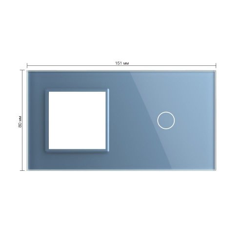 Панель для розетки и сенсорного выключателя, 1 клавиша, цвет синий, стекло Livolo фото 2