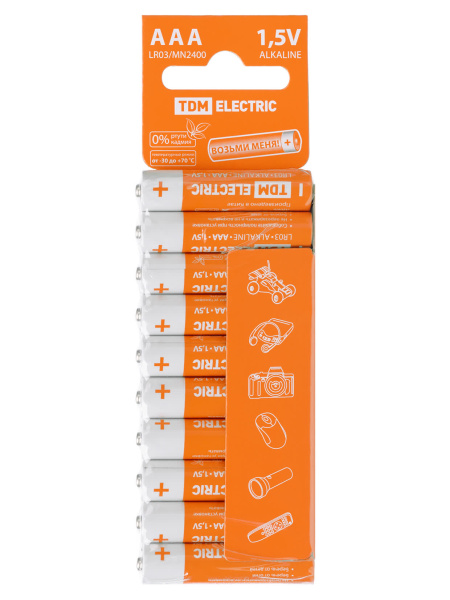 Элемент питания LR03 AAA Alkaline 1,5V SC-10 TDM