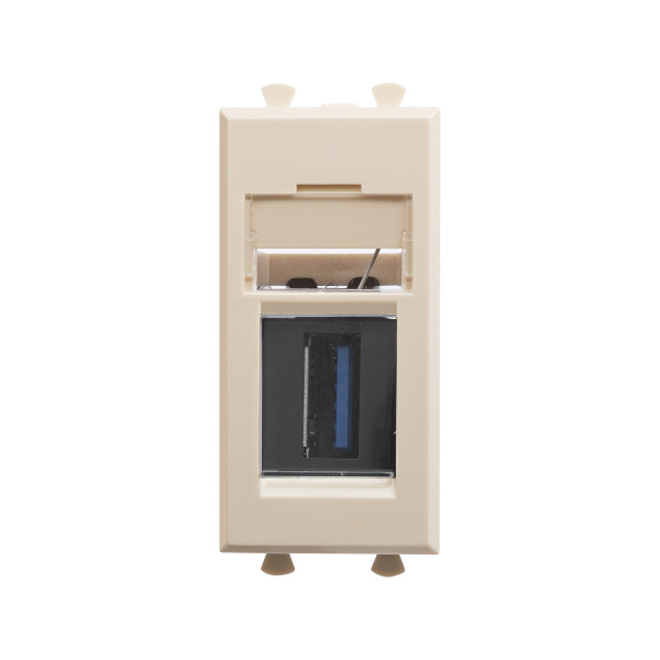 USB 3.0 розетка модульная, тип А-А, "Avanti", "Ванильная дымка", 1 модуль DKC