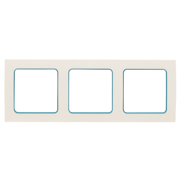 Стокгольм Рамка 3-местная белая с линией цвета синий EKF